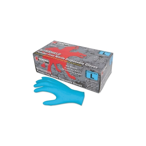 Nitrile Disposable Gloves, NitriShield™, Rolled Cuff, Unlined, Small, Blue, 4 mil Thick, Powder Free Pack of 100