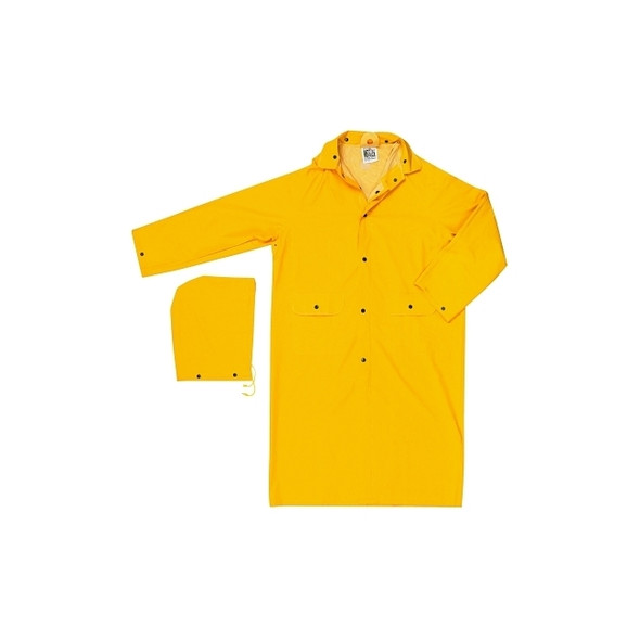 Classic Series Rain Coat, Detachable Hood, 0.35 mm, PVC on Polyester, Yellow, Small
