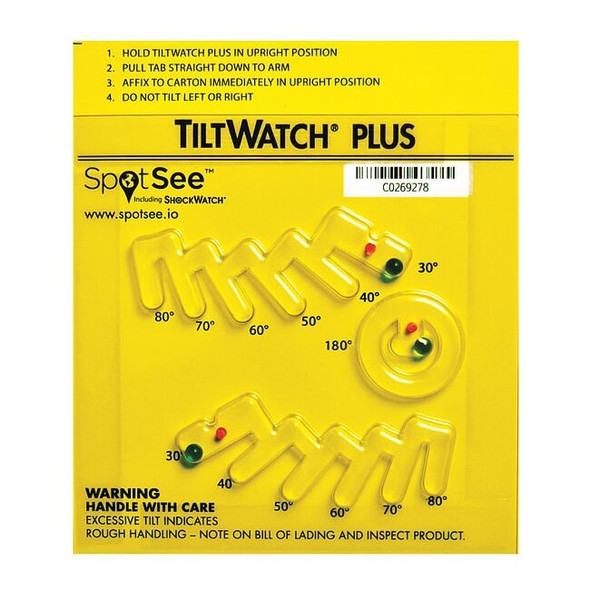 Tiltwatch Tilt Indicating Label, Yellow, PK50 24114
