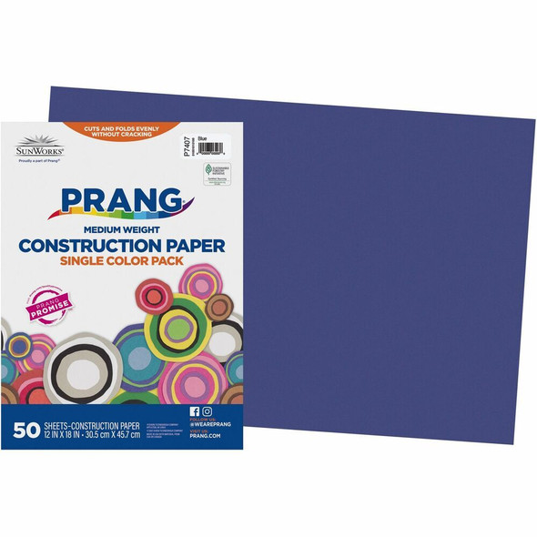 Prang Construction Paper - Multipurpose - 12" Width x 18" Length - Blue - 1 Pack