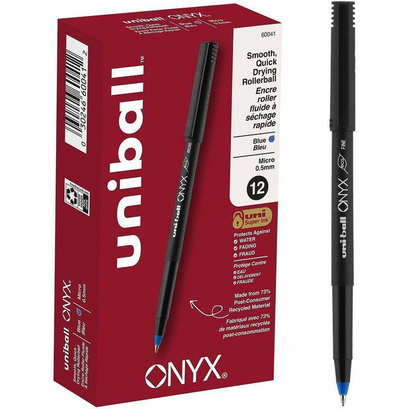 uniball™ Onyx Rollerball Pens - Blue Ink - 12 / Dozen