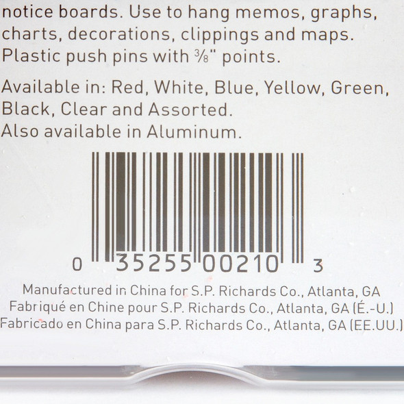 Business Source 1/2" Head Push Pins - 0.50" Head - Clear - 100 / Box