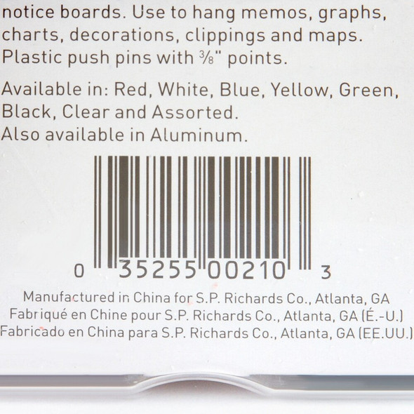 Business Source 1/2" Head Push Pins - 0.50" Head - Clear - 100 / Box