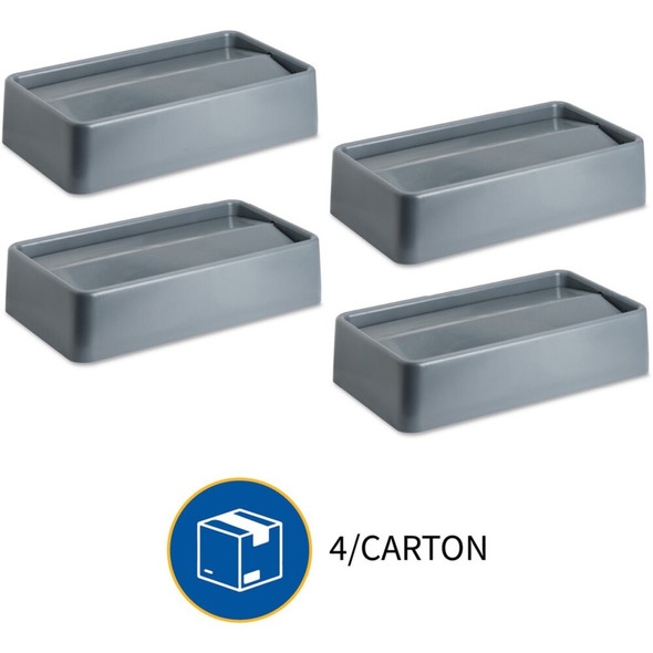 Genuine Joe Space-saving Container Swing Lid - Rectangular - Gray - 4 - Carton 02343CT SPR-GJO02343CT