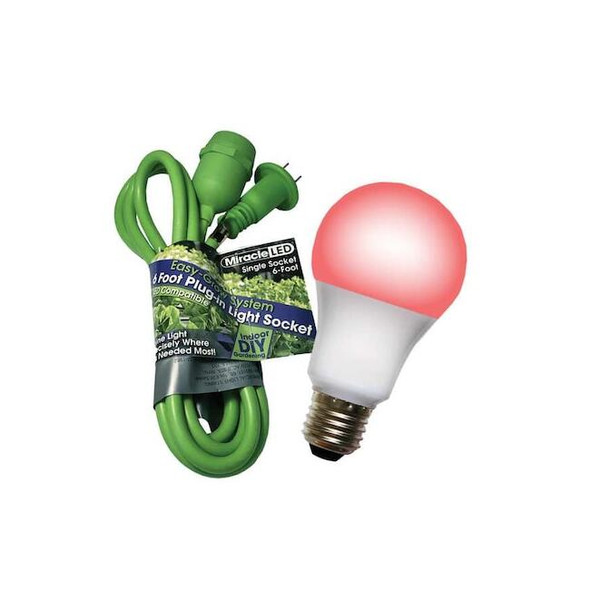 Single Socket Grow Light Cord System & LED Red Spectrum Grow Light