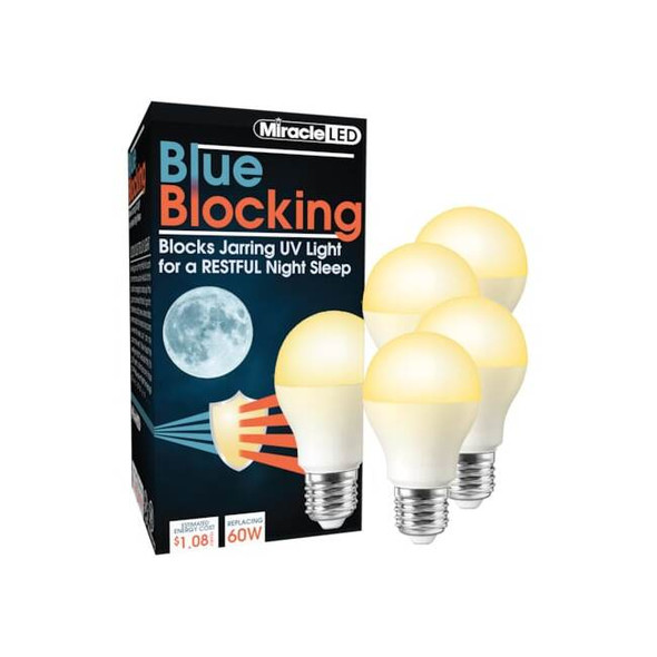 Blue Blocking Amber Glow LED Night Time Sleep Bulb Replace 60W,PK4