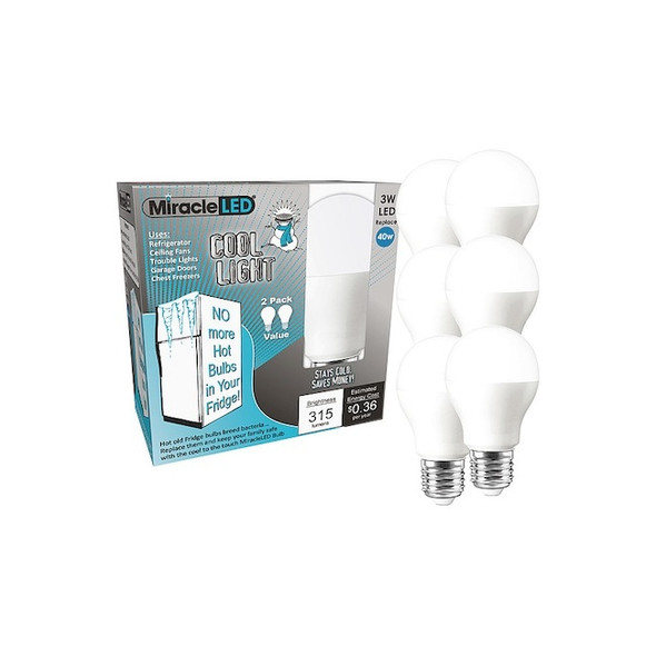 3 W, LED Bulb, Cool White, A15, 6500K Temp. Frosted, Non-Dimmable, PK6