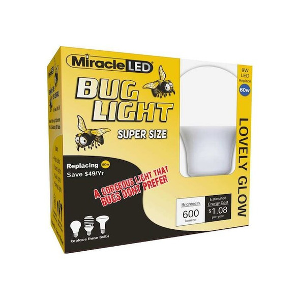 9 W, Compact LED Bulb, Amber, A19, 2000K Temp. Frosted, Non-Dimmable, PK2