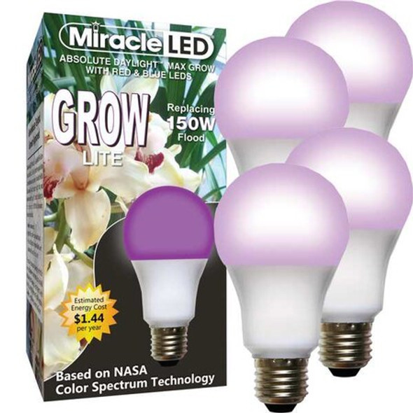 Miracle Led LightBulb,RedBlueSpc HydrpncLED,12W,PK4 602130