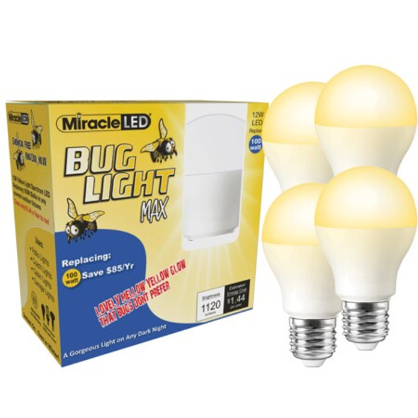 Miracle Led Bug Light MAX Yellow Amber Glow Rep,PK4 602162