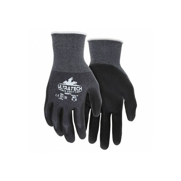 Coated Gloves, Nitrile, Smooth, Palm, 3 Abrasion Level, L 12 PK