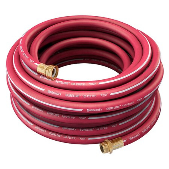 5/8 in ID x 75 ft L Garden Hose, EPDM Tube, Red, Brass x Brass Fitting