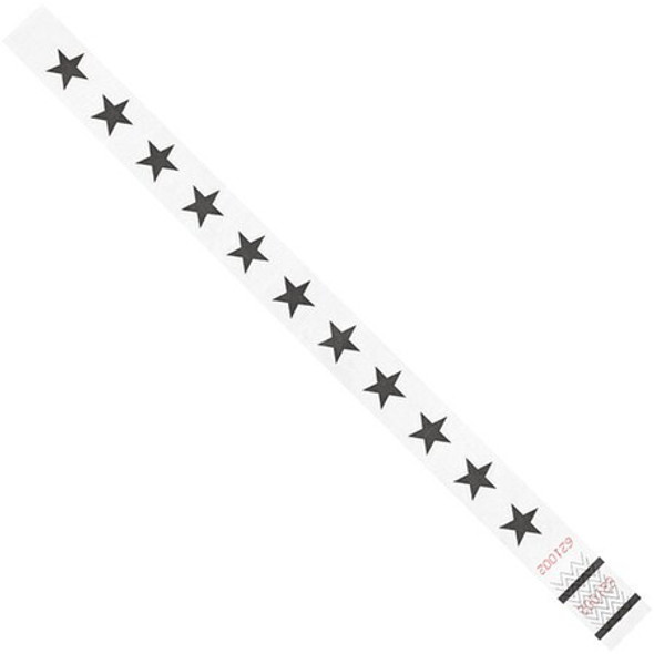 Tyvek Tyvek Wristbands, 3/4" x 10", White Stars, PK500 WR104WH