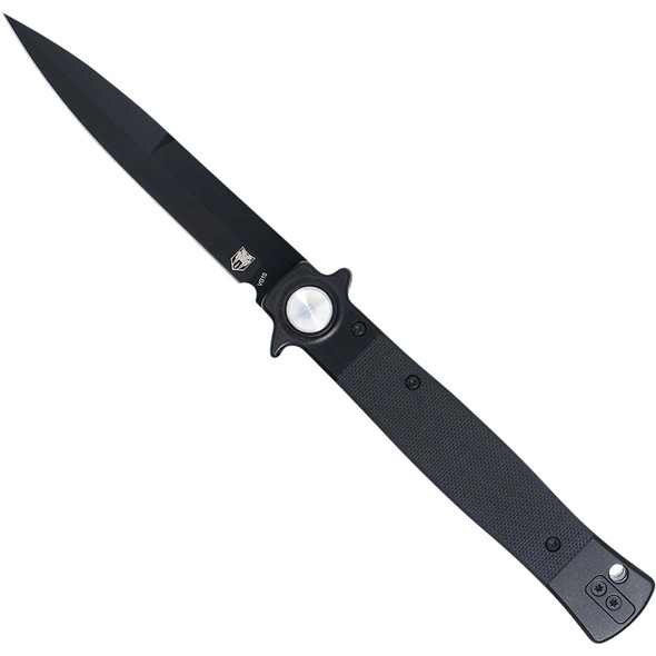 CobraTec Stiletto Button Lock G10 Scales and Titanium Black coated VG10 Steel Blade CTSTLBLG1OBLKBLK