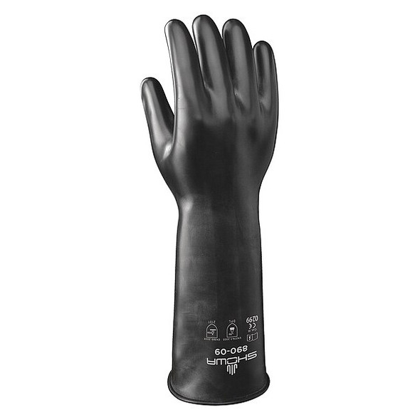 Chemical Resistant Gloves, Butyl, Viton(R), Smooth Full, Beaded, Black, L, 1 PR