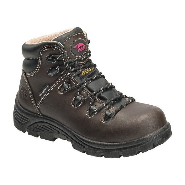 Women's 6-Inch Work Boot, 7 1/2, Composite Toe, 6 in H, Brown, A7130
