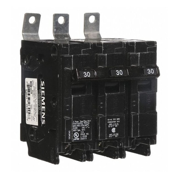 Miniature Circuit Breaker, BL Series, 30A, 3 Pole, 240V AC, 22kA at 240V AC