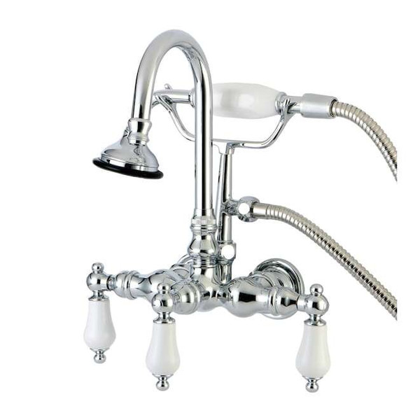 Wall-Mount Clawfoot Tub Faucet, Polished Chrome, Tub Wall Mount