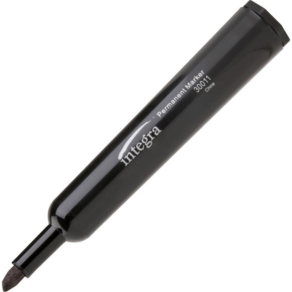 Integra Permanent Chisel Markers - Black Ink - Writing, Drawing - 1 Dozen