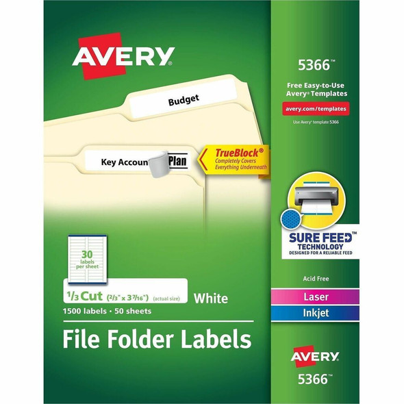 Avery&reg; TrueBlock File Folder Label 5366
