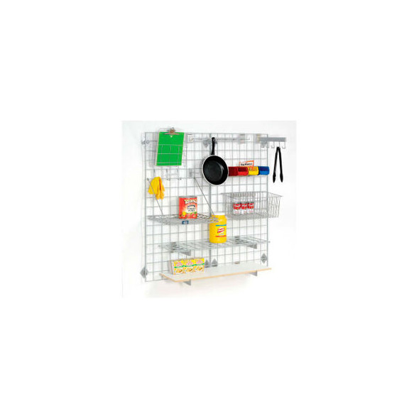 Global Industrial Wire Grid Panel With Wall Mount Hook - Gray Epoxy - 48""W x 24