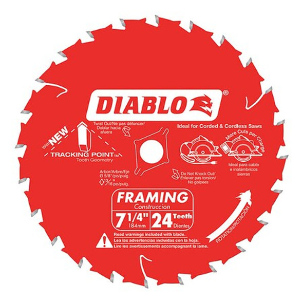 Diablo CircularSawBlade,Carbide,Dia:7.25" D0724A Diablo CircularSawBlade,Carbide,Dia:7.25" D0724A