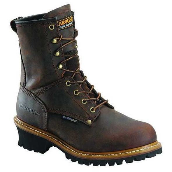 Carolina Shoe Men's Logger Boot, 9 EE, Steel Toe, 8 in H, Brown, CA9821 CA9821