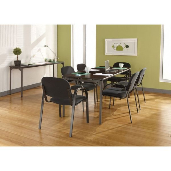 Iceberg Maxx Legroom Folding Table, Walnut Top, Charcoal Frame, 18 in W x 60 in L x 29.5 in H 65874