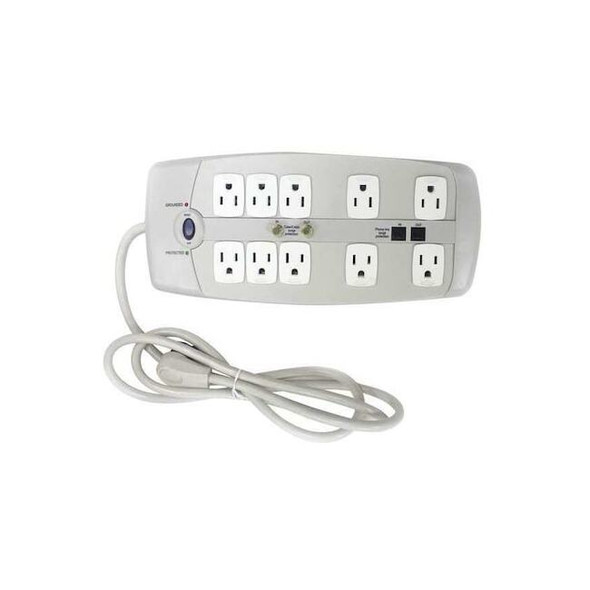 Manufacturer Varies Outlet Strip, Surge, 10 5-15R, 5-15P, 6 ft., White 52NY61