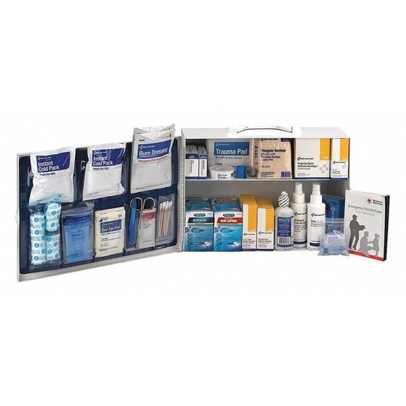 Manufacturer Varies First Aid Kit and Housing, Metal Cabinet, 330 Components, 75 People Served 59393