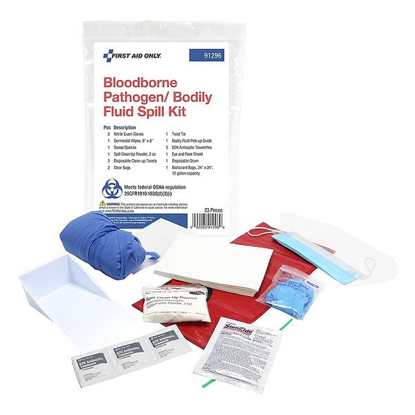 Bloodborne Pathogen Kit, Not Applicable Volume Absorbed per Kit, Bag, 17