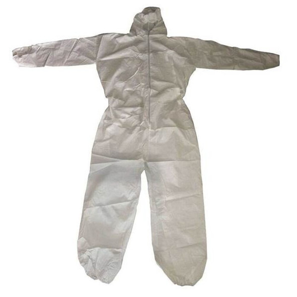 Condor Hooded Disposable Coveralls, 2XL, White, zipper 30C578