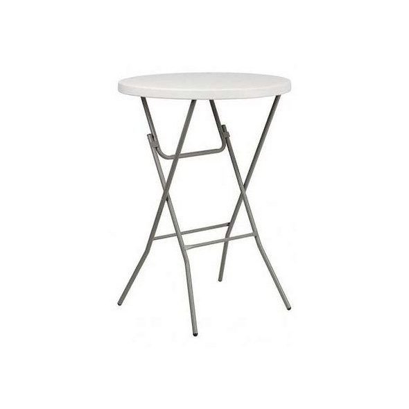 Round Fold Bar Table,Plastic,Rnd,White,32", Plastic Top, White
