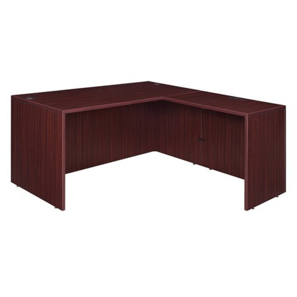L Shaped Desk L-Desk Shell, 30" D X 29" H, 66" W X Melamine Laminate, Mahogany