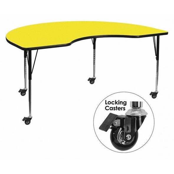 Kidney Activity Table, 48" W, 96" L, 30.5" H, Laminate, Yellow