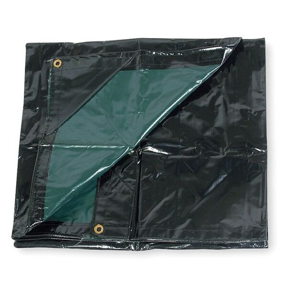 Standard Duty Tarp, 9 ft 6 in x 11 ft 4 in, 15 Mil, Black, Vinyl