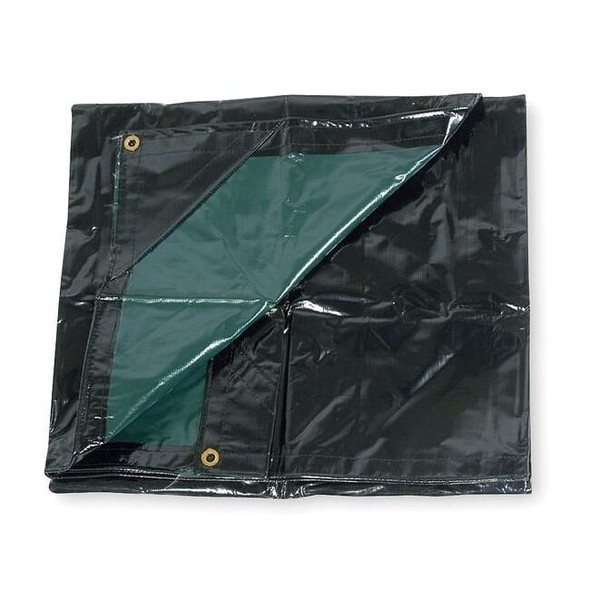 Standard Duty Tarp, 9 ft 6 in x 11 ft 4 in, 15 Mil, Black, Vinyl