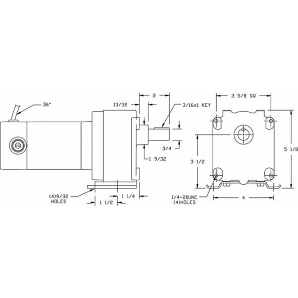 DC Gearmotor, 113 in-lb Max. Torque, 64 RPM Nameplate RPM, 24V DC Voltage  4ZJ47