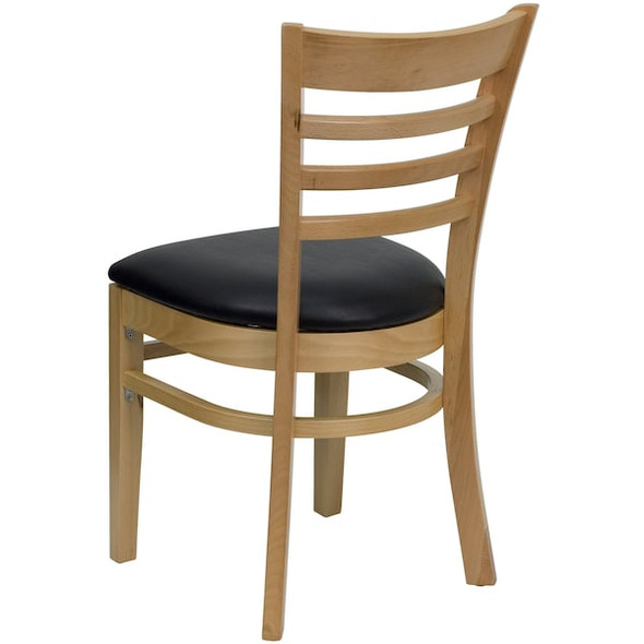 Hercules Restaurant Chair, Wood Back, 17-1/4 in W 20" L 33-3/4" H, Vinyl Seat