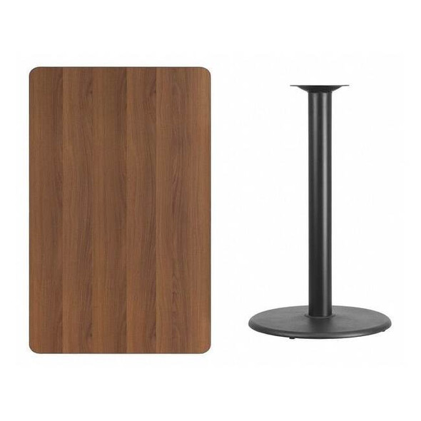 Rectangle Walnut Table,Rctngl w/Round Base,30"x48", Laminate Top, Wood Grain