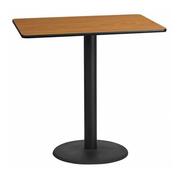 Rectangle Ntural Lam Table,Rect w/Rnd Base,30"x48", Laminate Top, Wood Grain
