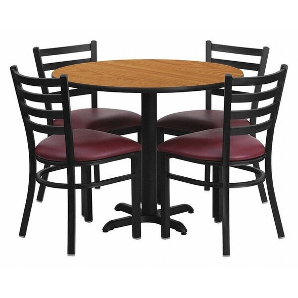 Round Natural Laminate Table, 36" W, 36" L, 30" H, Laminate Top, Wood Grain