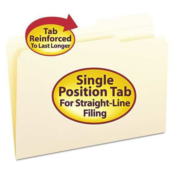 Smead Folder,2/5"Cut,Legal,Manila,PK100 15386