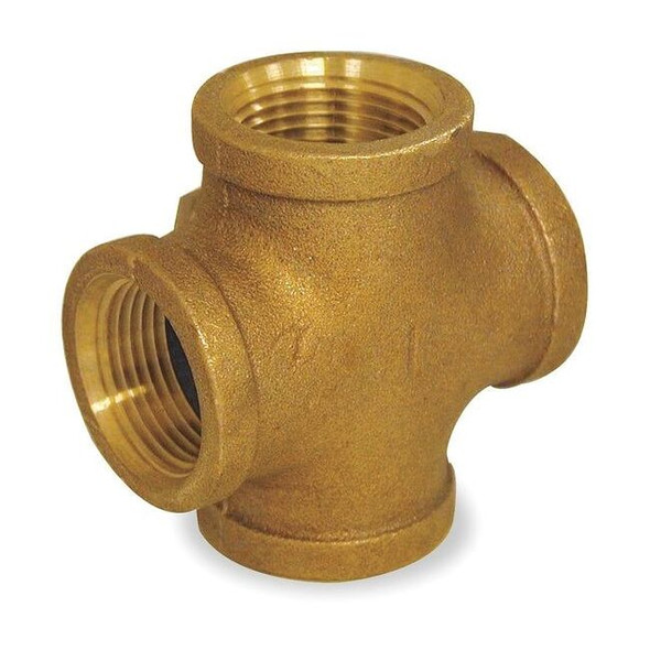 Cross Red Brass Cross, 1 in Female NPT X 1 in Female NPT