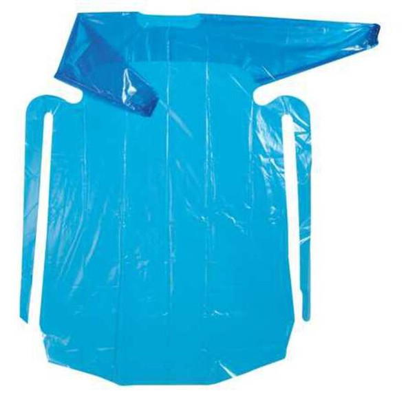 Polyco Gown, Polyolefin, Welded, 4 mil, 55 in, Blue, XL, 50 PK 42480