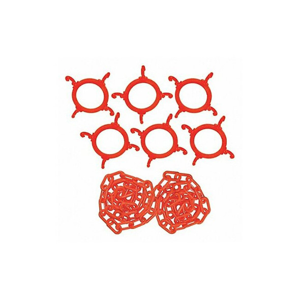 Plastic Chain Kit for Plastic Chain Barrier, Orange, 6 39/50 in Length, Gloss