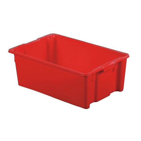 Hang & Stack Storage Bin, Plastic, Red, 10 1/2 in H, 18 3/4 in W, 28 1/2 in L