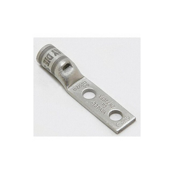 Two-Hole Compression Lug, 4 AWG Max, #10 Stud, Standard Barrel, Copper, Gray