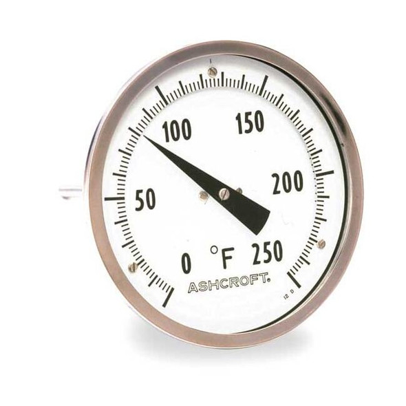 Bimetal Thermom, 2 In Dial, -20 to 120F, Stem Dia.: 1/4 in