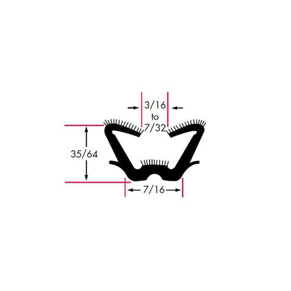 Edge Trim, EPDM, 6 ft Length, 9/16 in Overall Width, Style: Window Channel